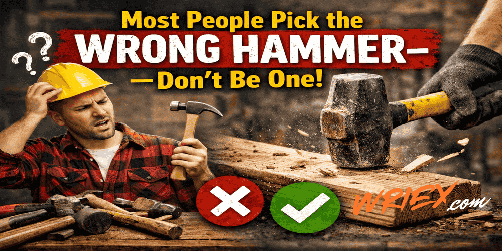man choosing the wrong hammer compared to correct hammer